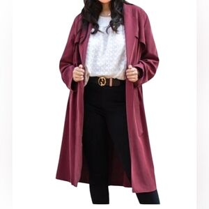 KESTAN Hawthorne Burgundy Trench coat. Size medium NWT